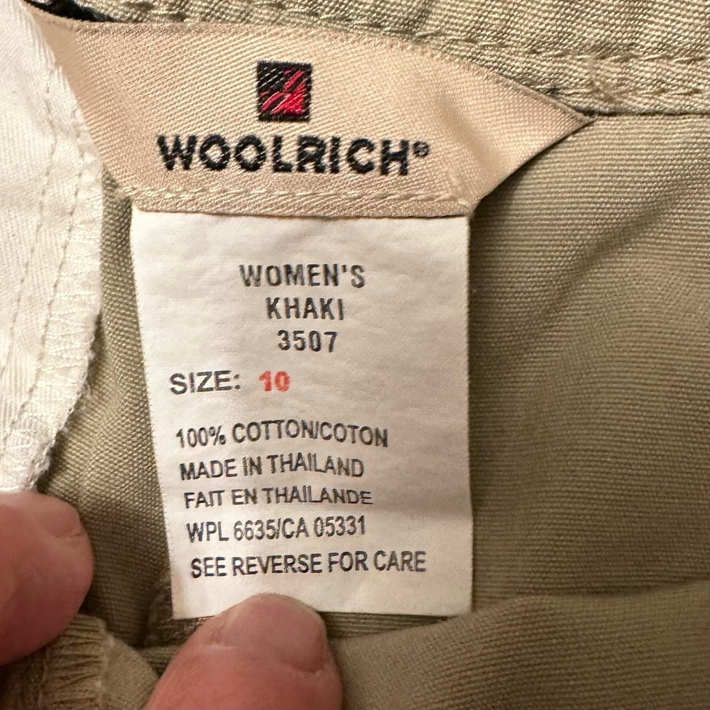 Woolrich Womens Khaki 100% Cotton Utility Shorts Tan Size 10 Elastic Waist 3507‎ - Picture 3 of 4